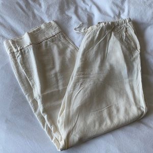 Cream linen pants with hem stitch sz M